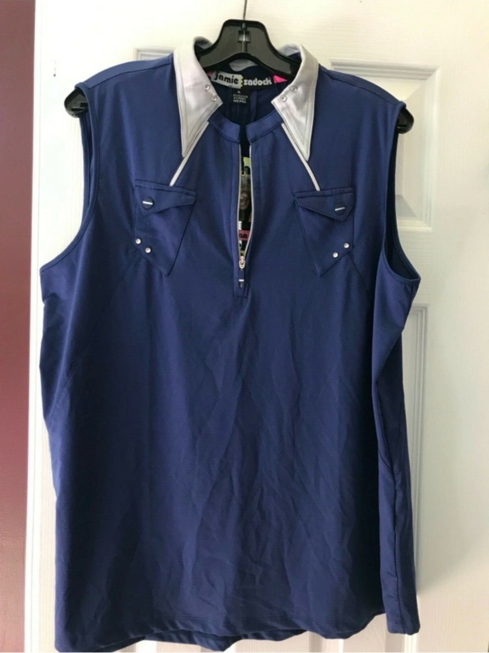 Ladies Jamie Sadock Navy Blue Sleeveless Golf Shirt size L Terra Blues